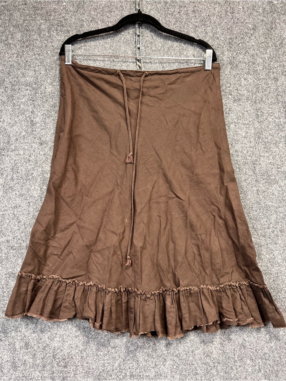 J. Crew Brown A-Line Ruffle Hem Linen Skirt